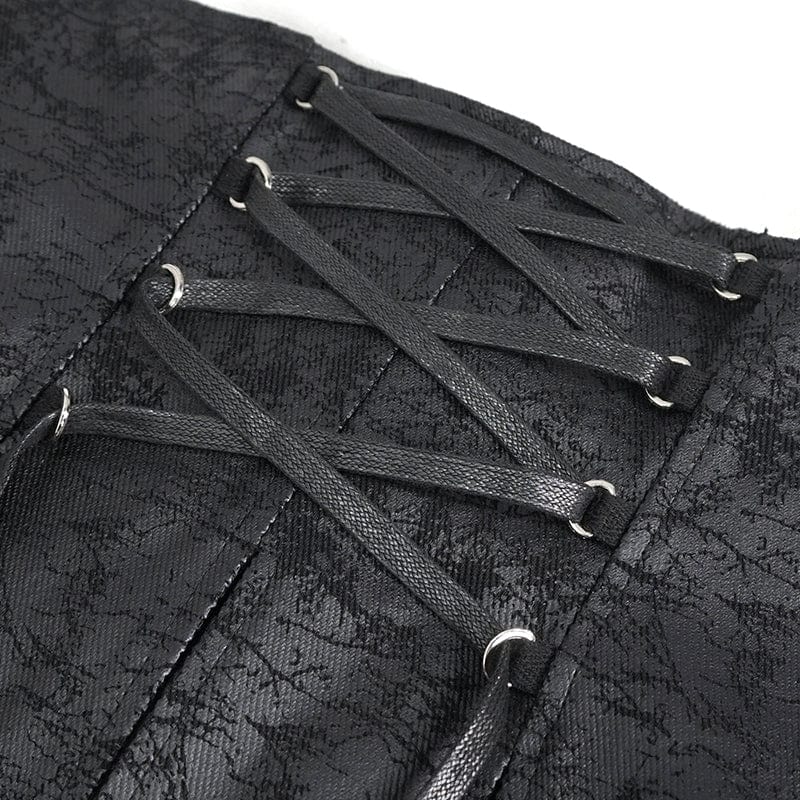Women's Gothic Irregular Lace-up Vest with Detachable Collar - Image 12