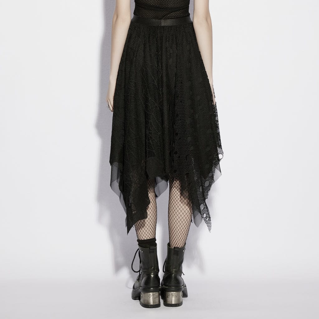 Women's Gothic Irregular Bat&Cobweb Mesh Skirt - Image 3
