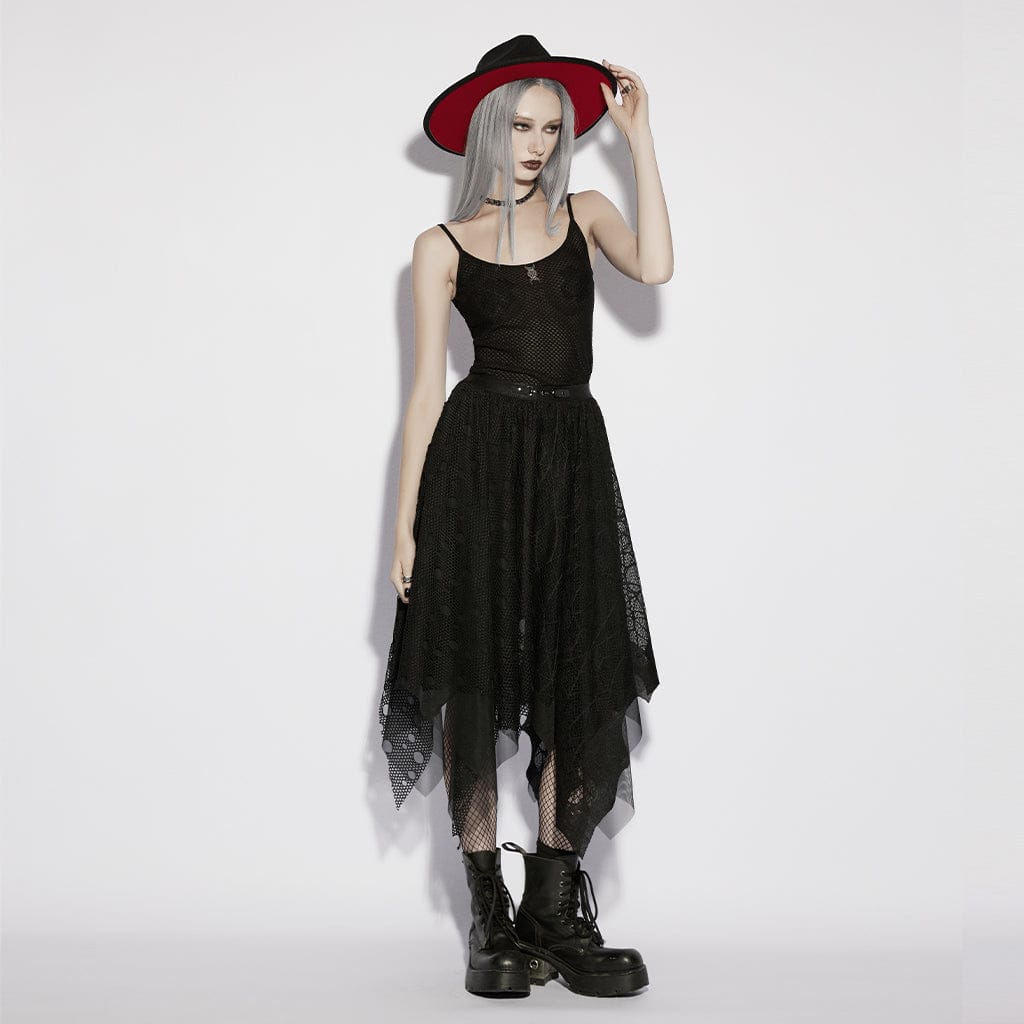 Women's Gothic Irregular Bat&Cobweb Mesh Skirt - Image 4
