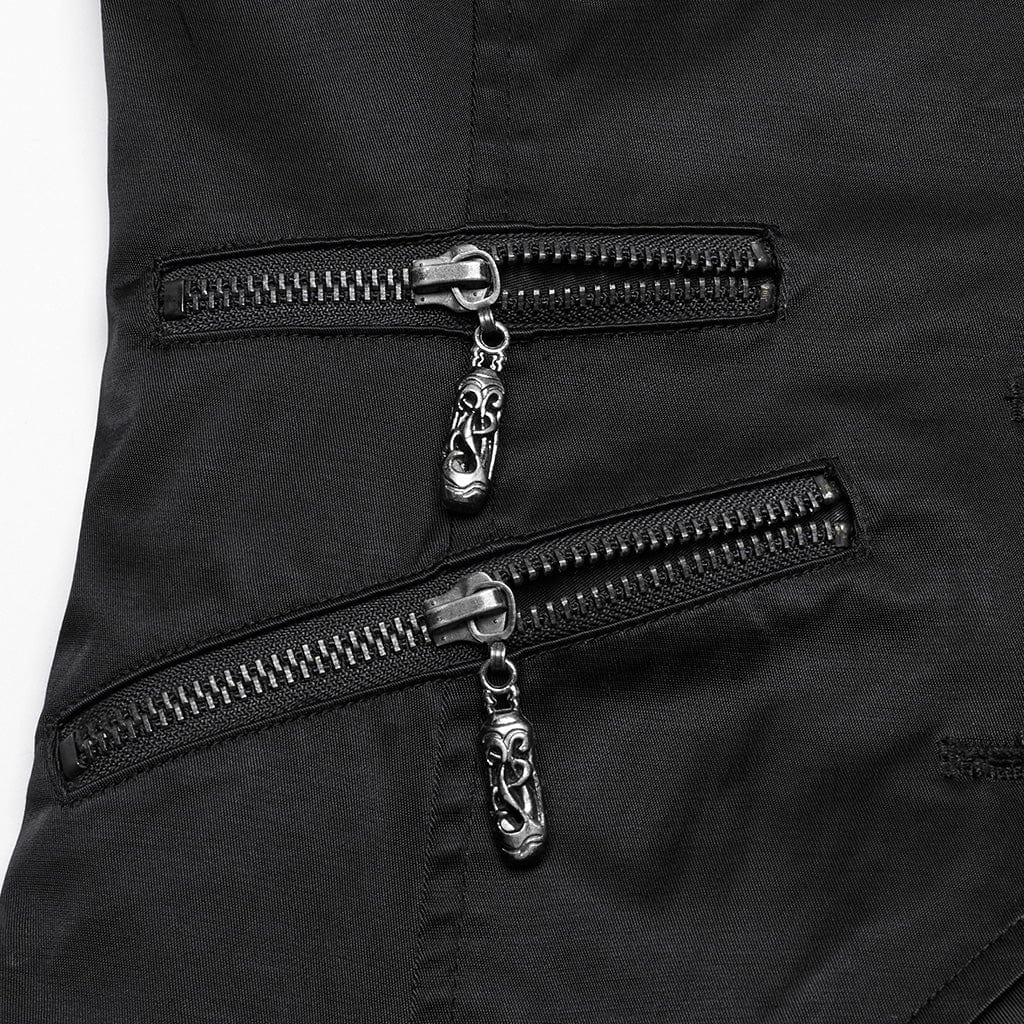 Women's Gothic Irregular Bat Collar Vest with Chain - Image 7