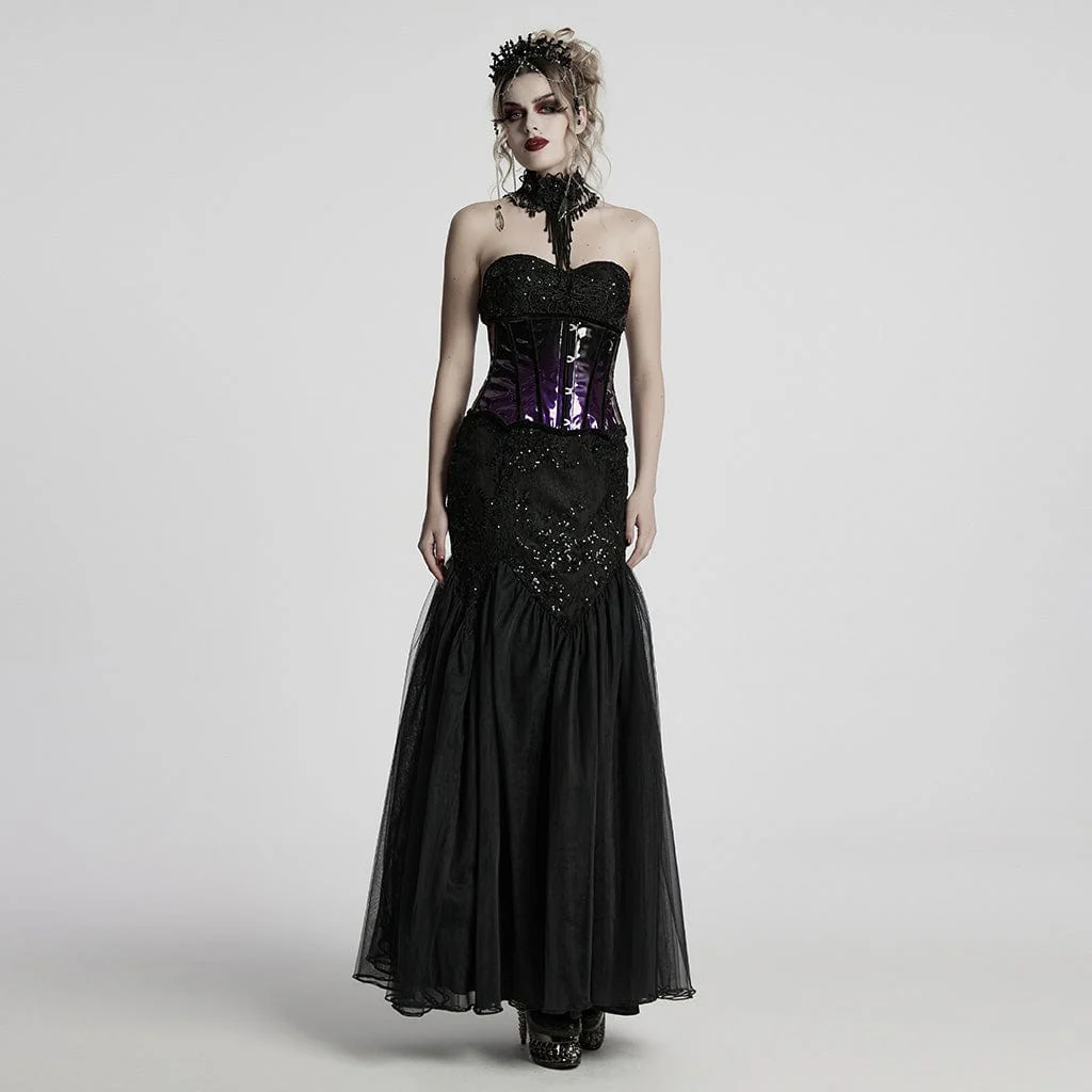 Women's Gothic Irregular Crystal Cross Headwear Black - Image 3