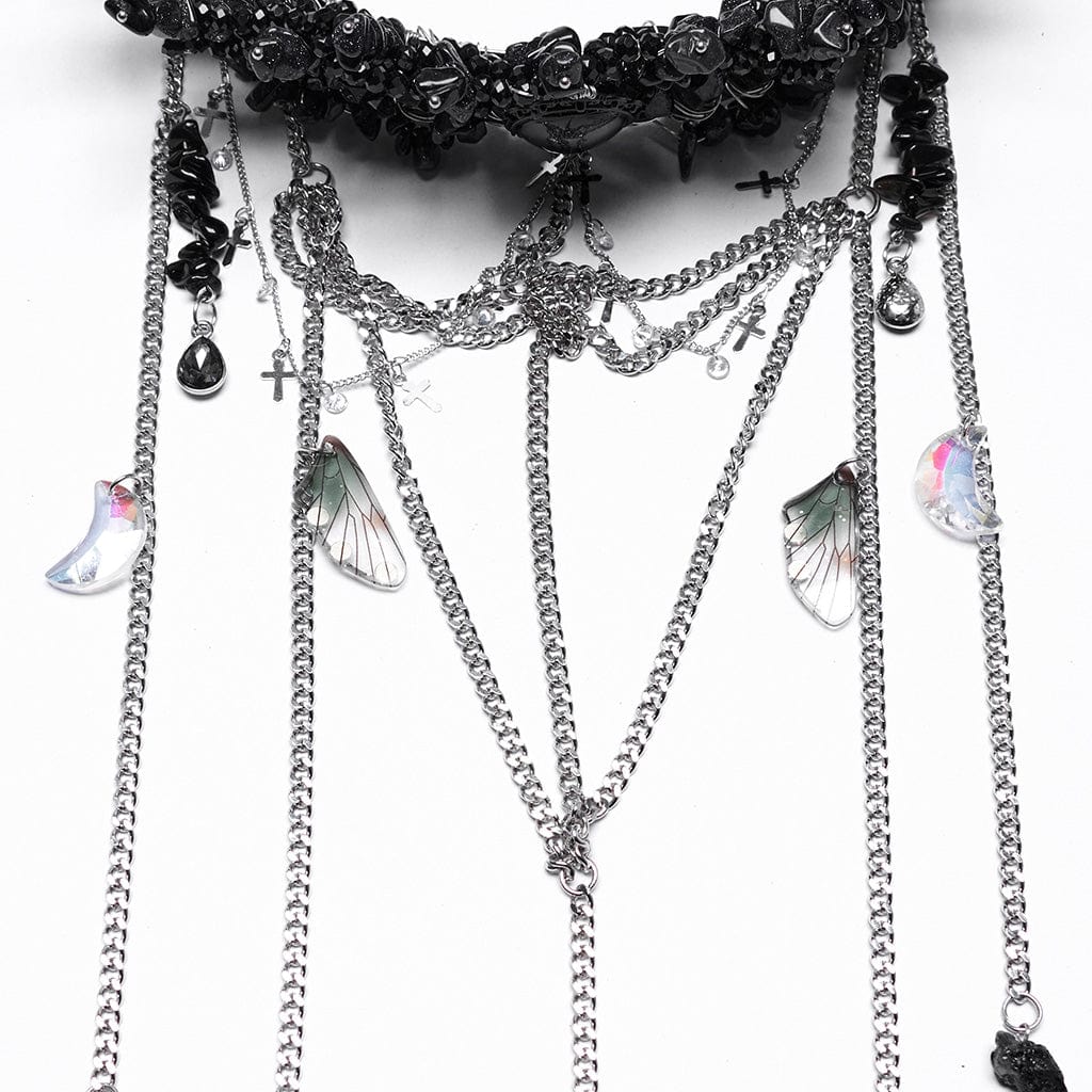 Women's Gothic Irregular Crystal Cross Headwear Black - Image 6