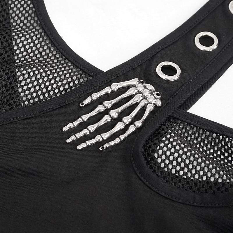 Women's Gothic Irregular Cutout Mesh Splice Dress - Image 7