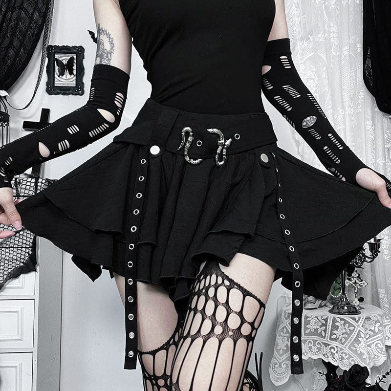 Women's Gothic Irregular Eyelet Strap Skirt - Image 2