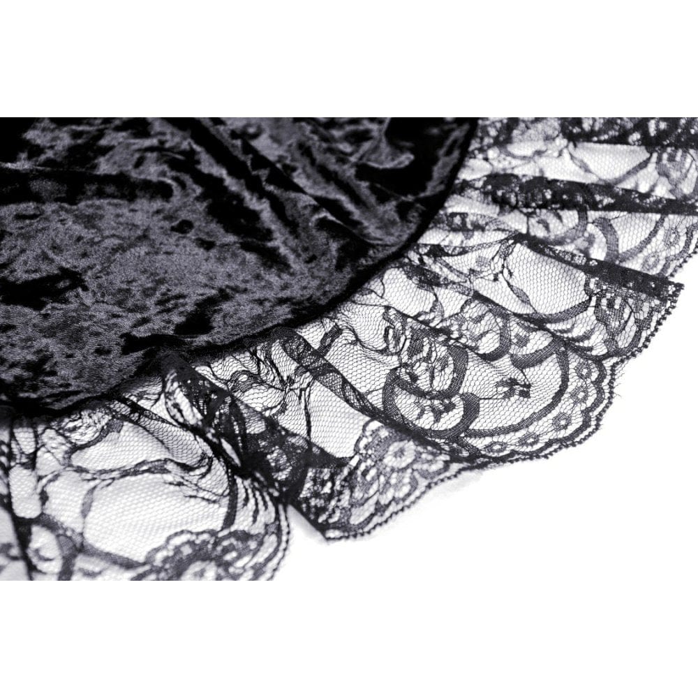 Women's Gothic Irregular Flare Sleeved Lace Splice Velvet Dress Graduation Dress - Image 11
