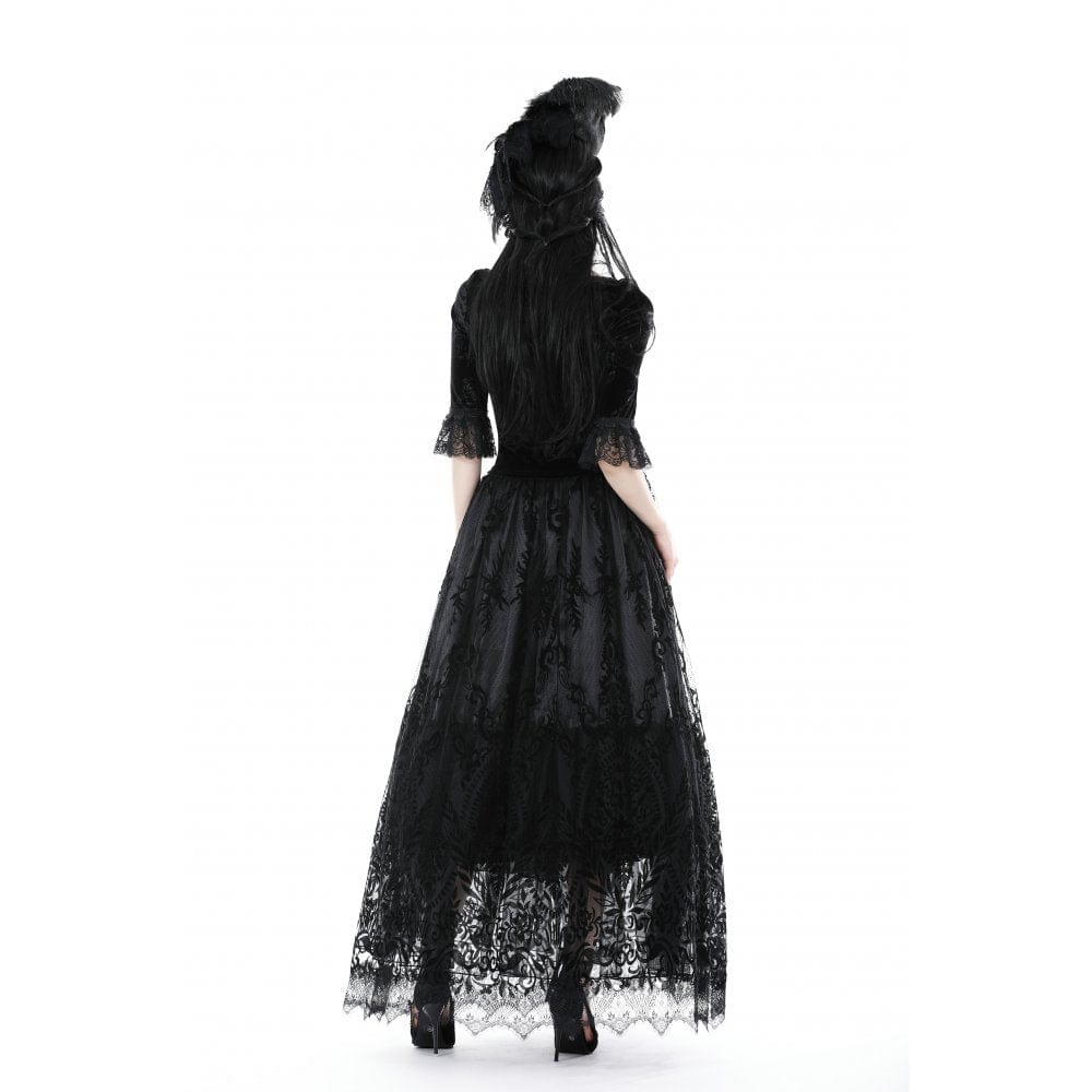Women's Gothic Irregular Flocking Mesh Spice Skirt - Image 9