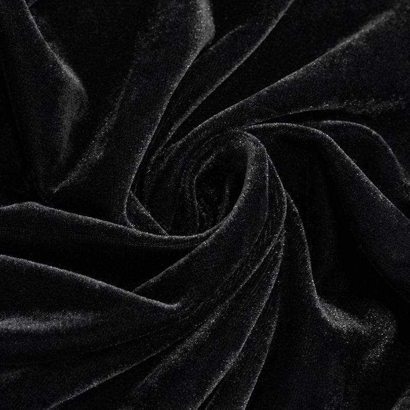 Women's Gothic Irregular Floral Embroidered Black Wedding Dress - Image 8