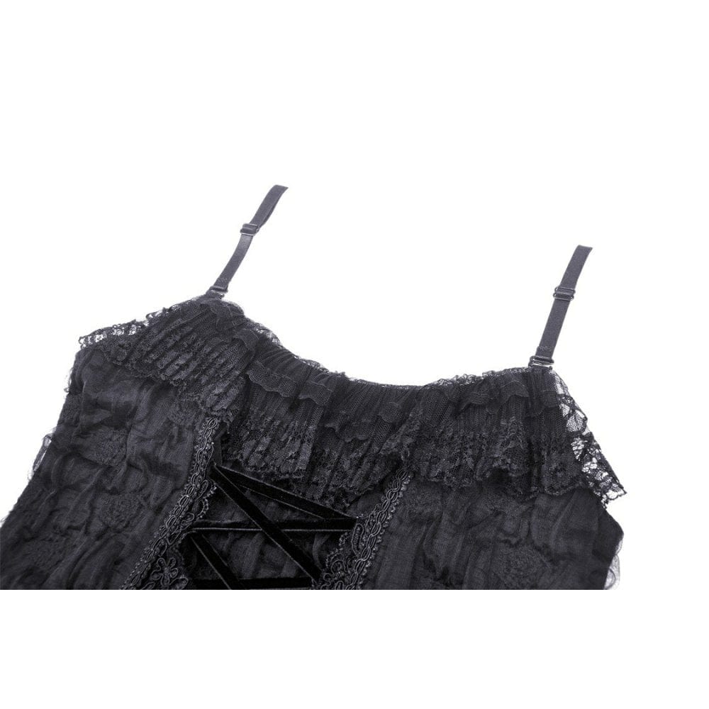 Women's Gothic Irregular Lace Layered Slip Dress - Image 9
