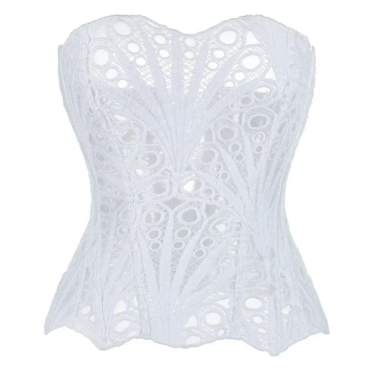 Women's Gothic Irregular Lace Sheer Overbust Corset - Image 4