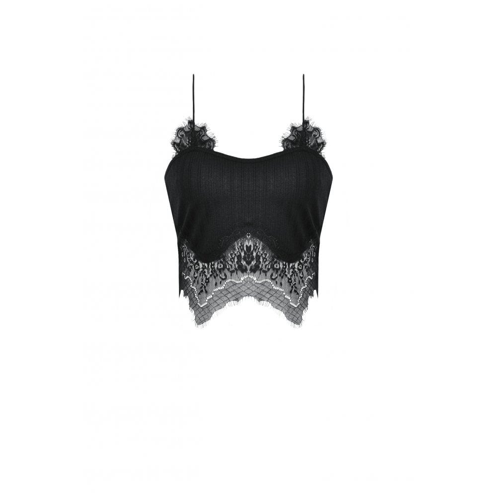 Women's Gothic Irregular Lace Splice Tank Top - Image 12