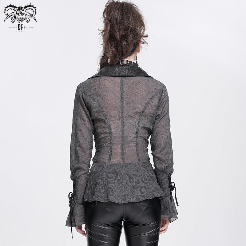 Women's Gothic Irregular Lace-up Shirt - Image 5