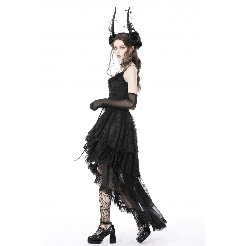 Women's Gothic Irregular Layered Lace Hem Skirt - Image 5