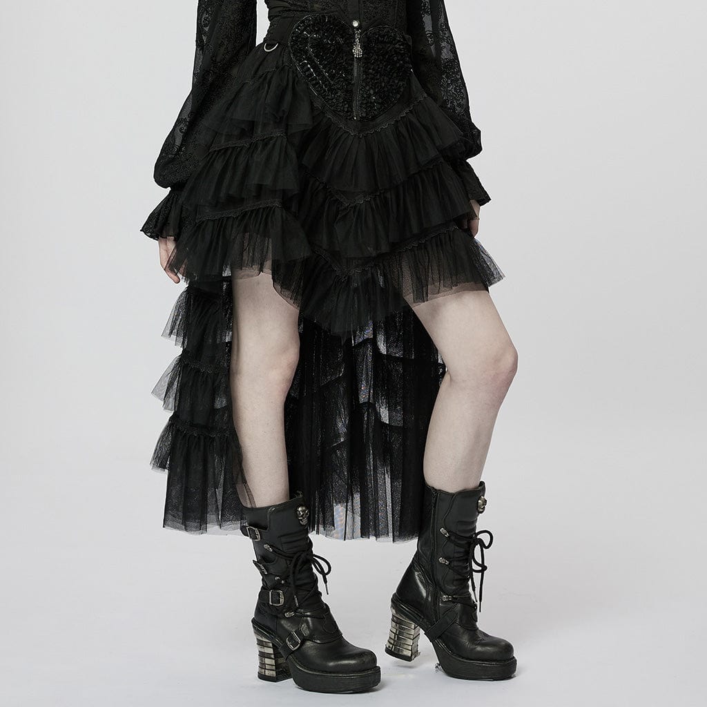 Women's Gothic Irregular Layered Mesh Skirt - Image 2
