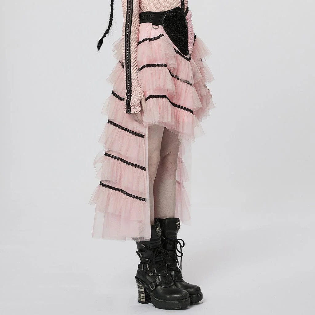 Women's Gothic Irregular Layered Mesh Skirt - Image 6