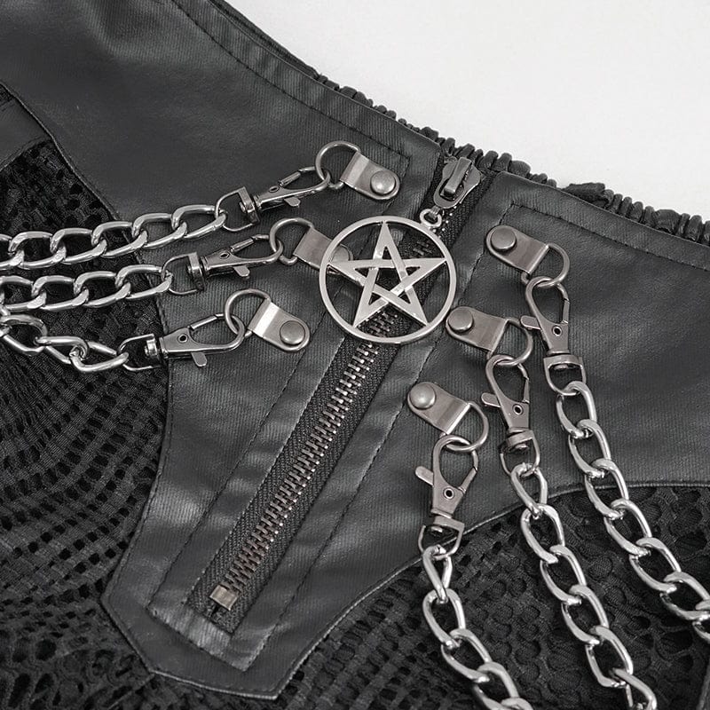 Women's Gothic Irregular Mesh Skirt with Chain - Image 10