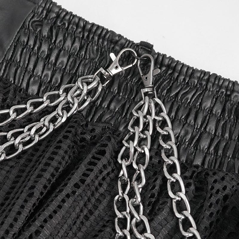 Women's Gothic Irregular Mesh Skirt with Chain - Image 11