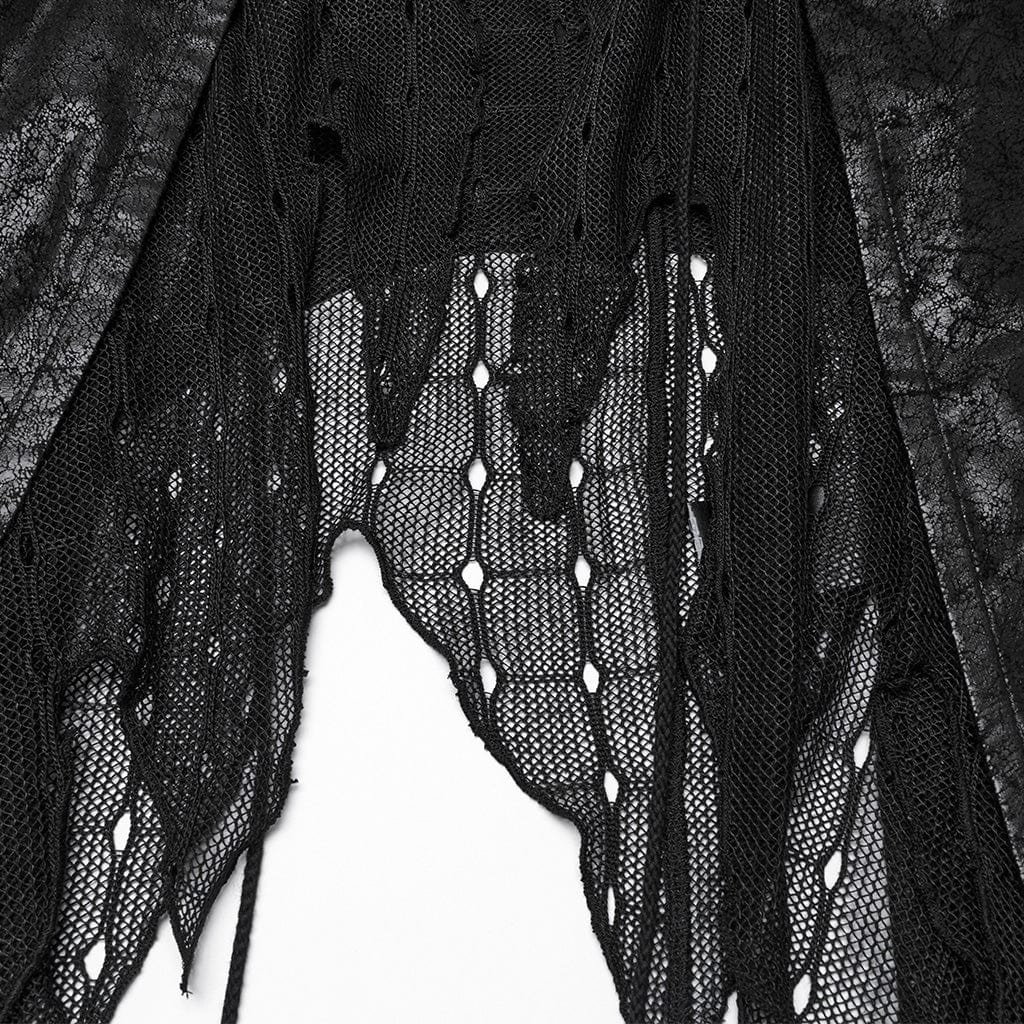 Women's Gothic Irregular Mesh Splice Lace-up Waistcoat - Image 9