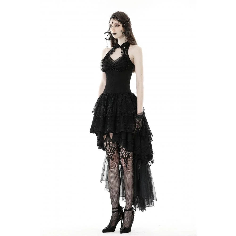Women's Gothic Irregular Off Shoulder Lace Dress - Image 5