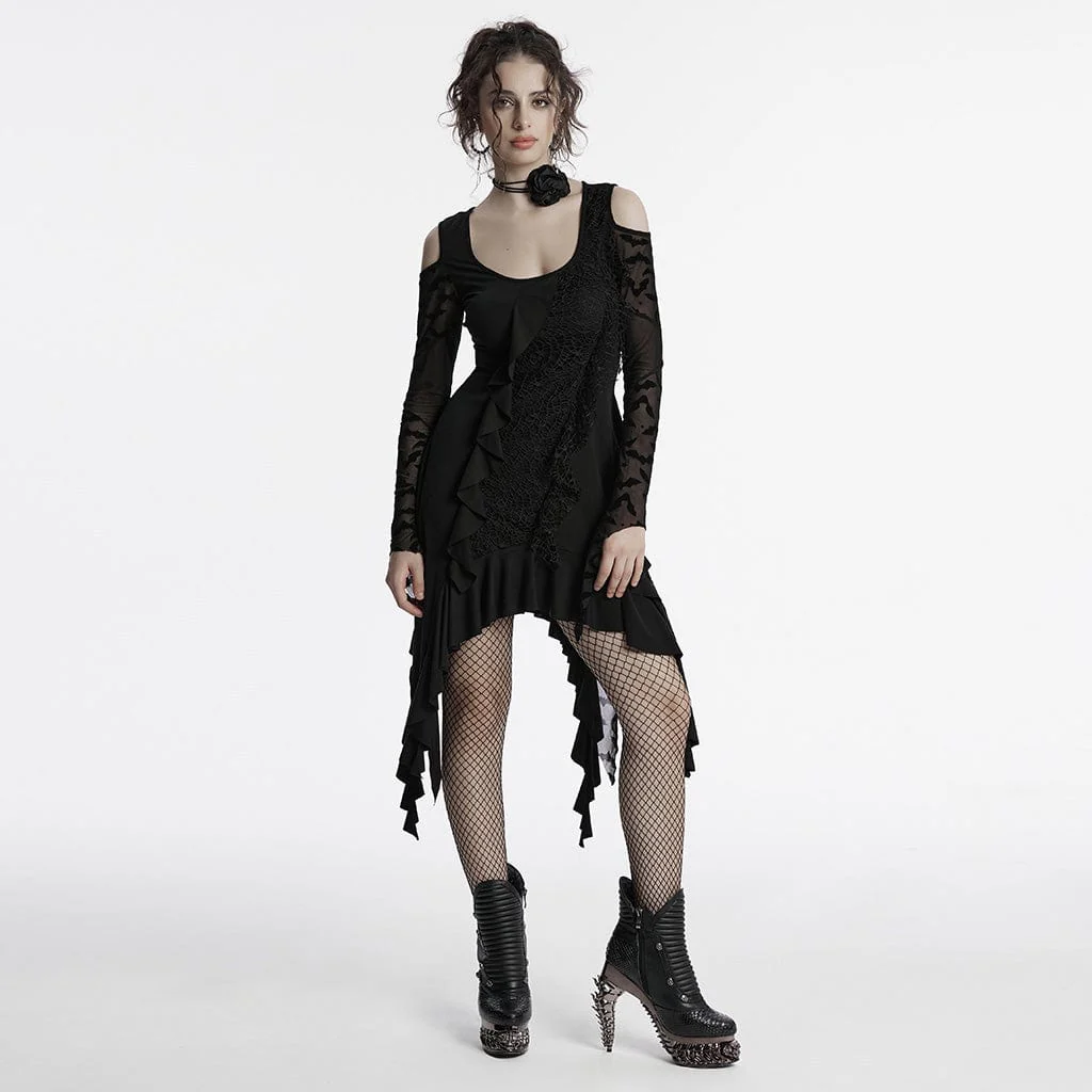 Women's Gothic Irregular Off-the-shoulder Ruffled Witch Dress - Image 4