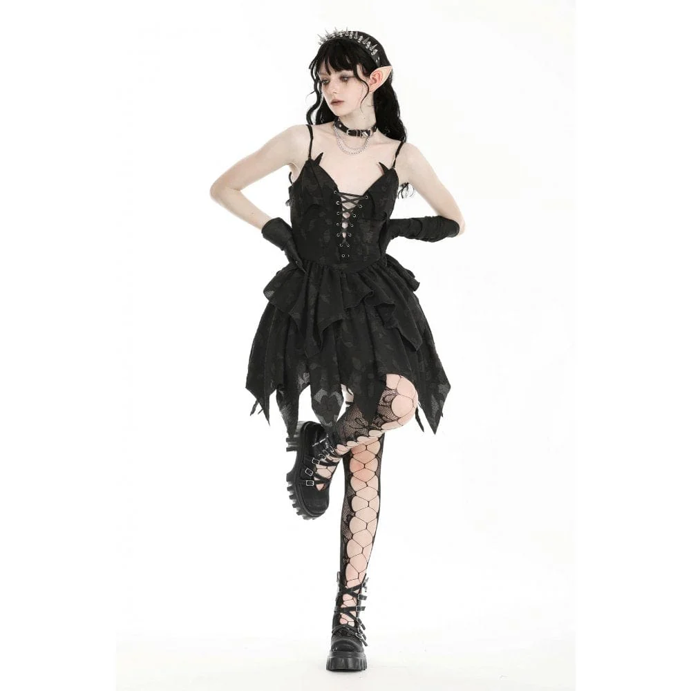 Women's Gothic Irregular Plunging Halloween Slip Dress Graduation Dress - Image 3