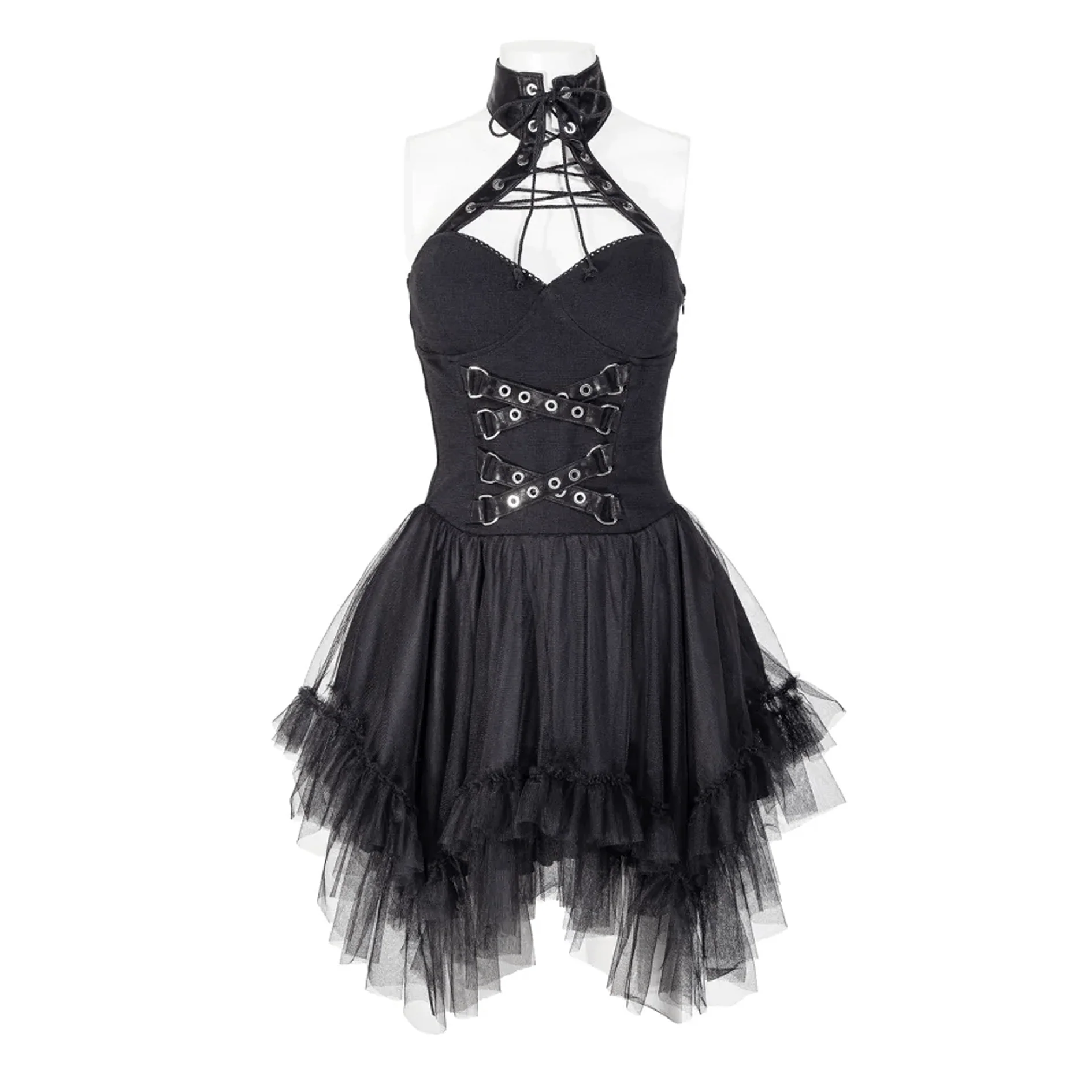Women's Gothic Irregular Ruffled Halterneck Dress - Image 8