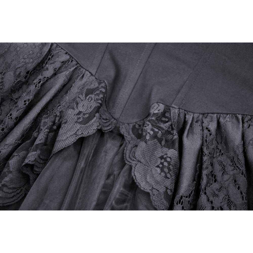 Women's Gothic Irregular Ruffled Lace Wedding Dress - Image 15