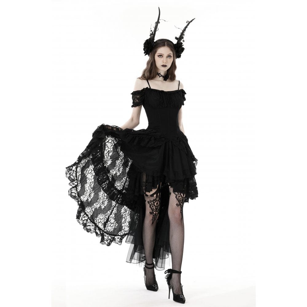 Women's Gothic Irregular Ruffled Lace Wedding Dress - Image 2