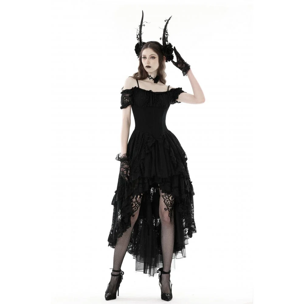 Women's Gothic Irregular Ruffled Lace Wedding Dress - Image 5