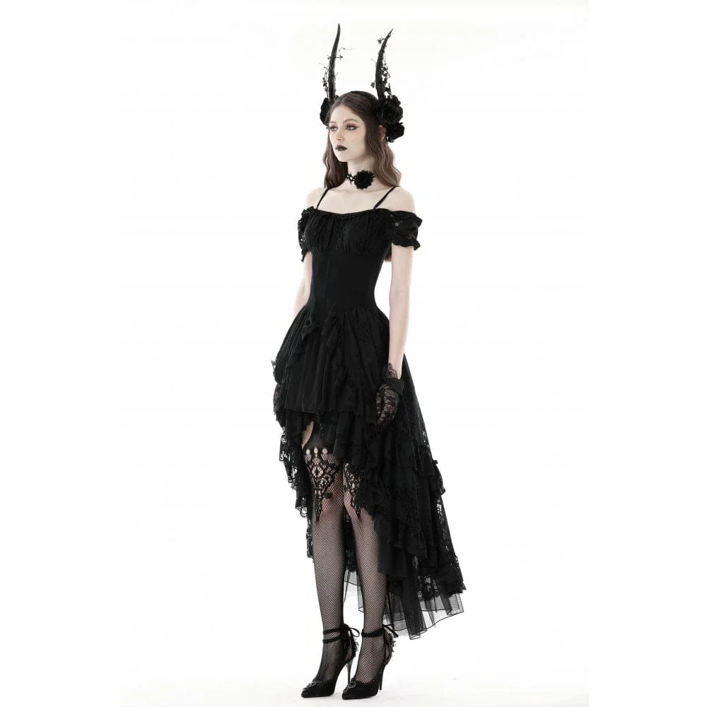 Women's Gothic Irregular Ruffled Lace Wedding Dress - Image 6