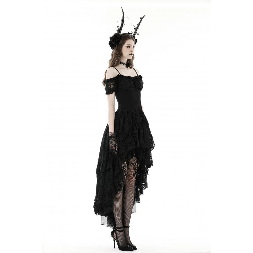 Women's Gothic Irregular Ruffled Lace Wedding Dress - Image 7
