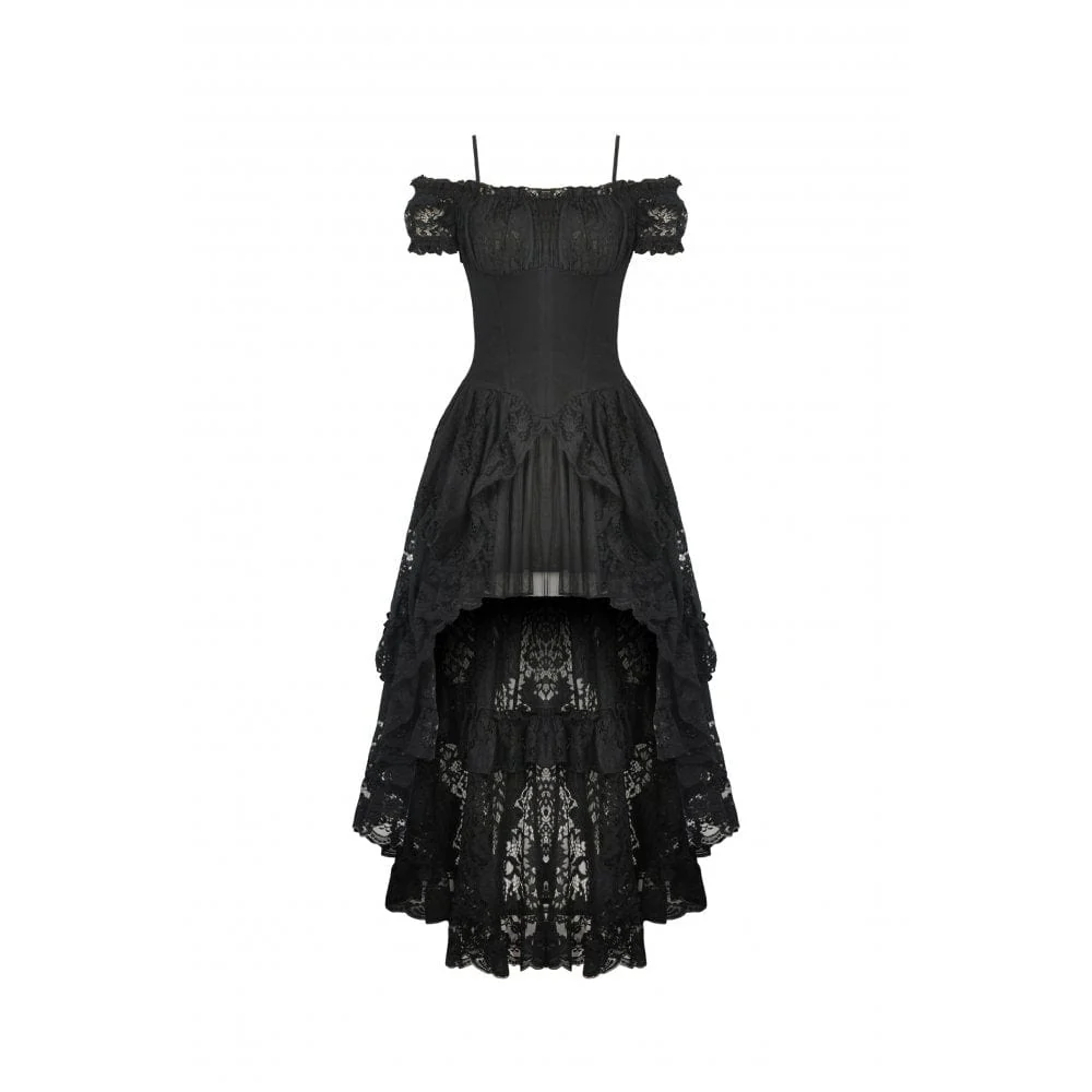 Women's Gothic Irregular Ruffled Lace Wedding Dress - Image 9