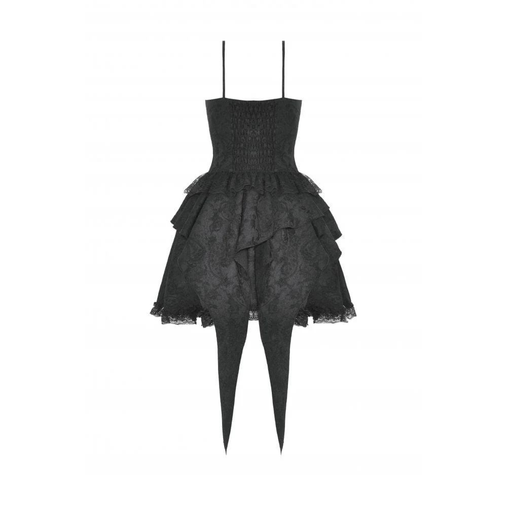 Women's Gothic Irregular Ruffled Layered Slip Dress Graduation Dress - Image 12