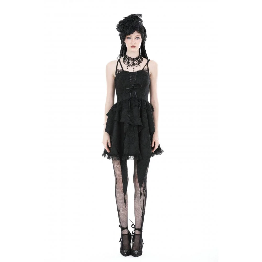 Women's Gothic Irregular Ruffled Layered Slip Dress Graduation Dress - Image 5