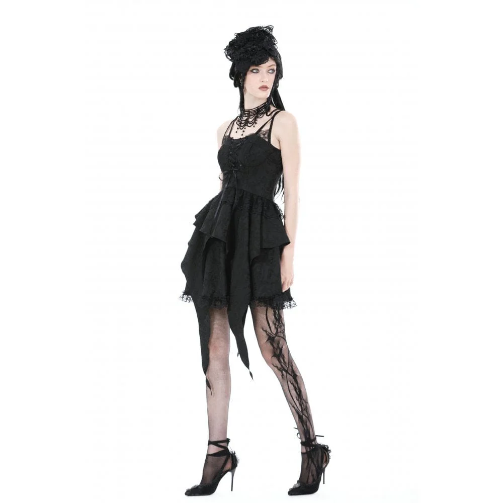 Women's Gothic Irregular Ruffled Layered Slip Dress Graduation Dress - Image 7