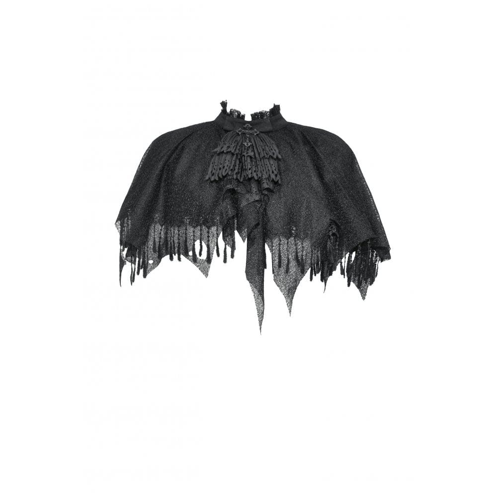Women's Gothic Irregular Tassels Cape with Neckwear - Image 12