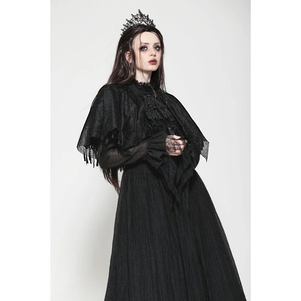 Women's Gothic Irregular Tassels Cape with Neckwear - Image 6
