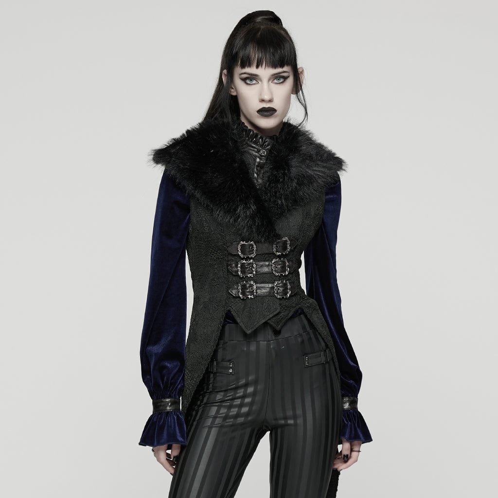 Women's Gothic Jacquard Buckle-up Swallow-tailed Vest