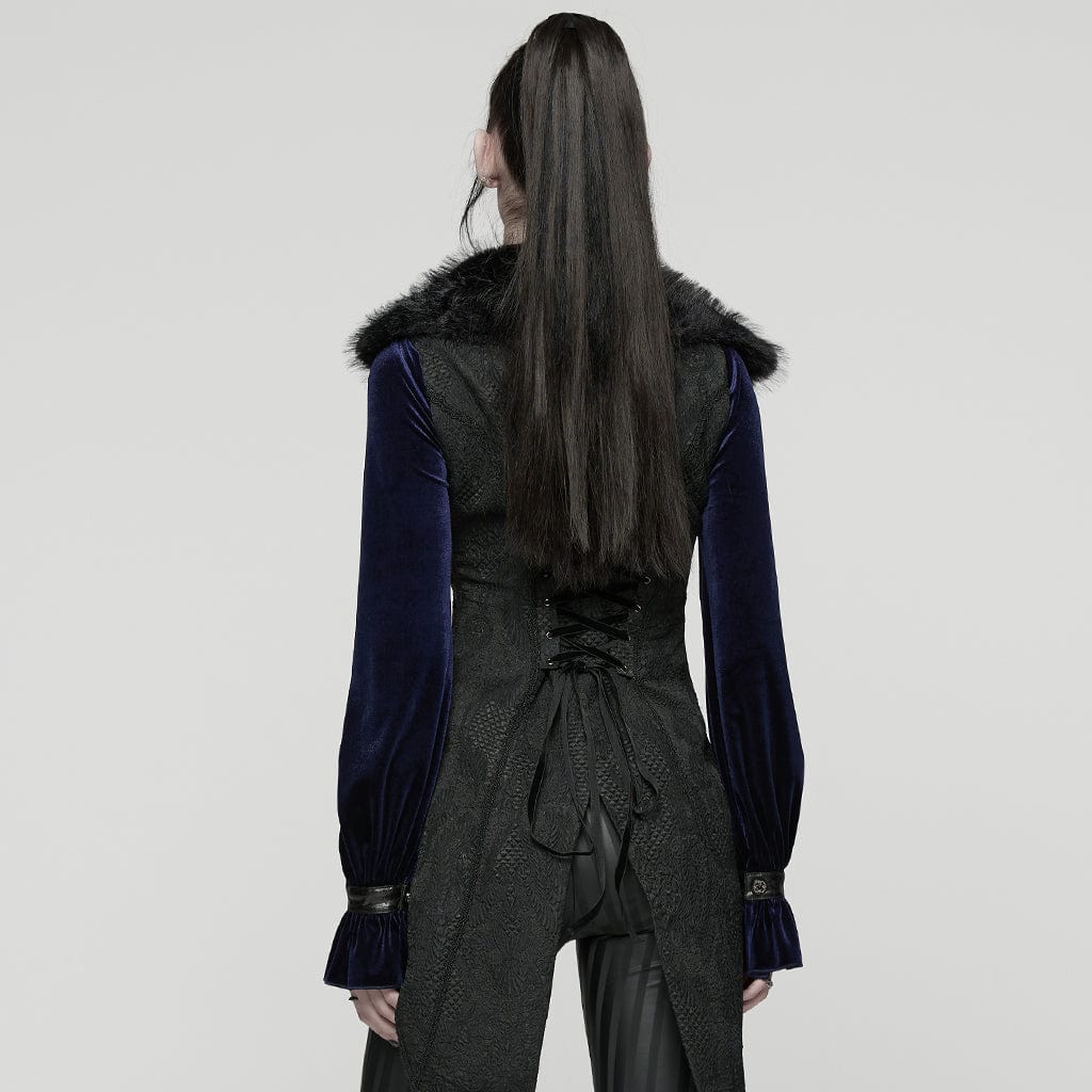 Women's Gothic Jacquard Buckle-up Swallow-tailed Vest - Image 3