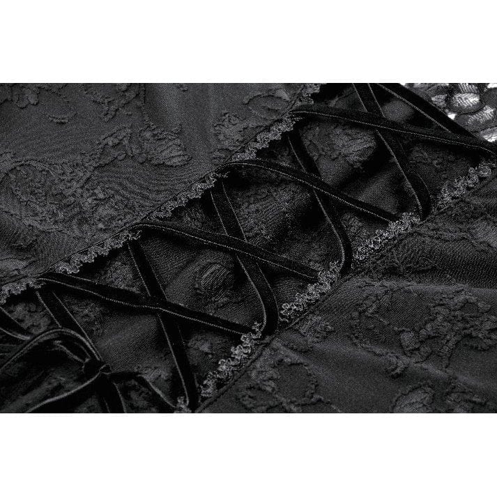 Women's Gothic Jacquard Floral Lace Sleeved Dress Graduation Dress - Image 16