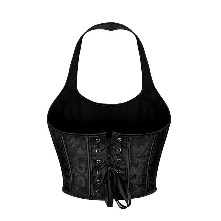 Women's Gothic Jacquard Halterneck Overbust Corset - Image 4