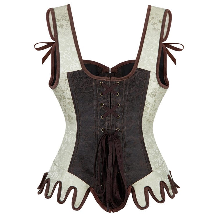 Women's Gothic Jacquard Irregular Lace-up Buckle Overbust Corset - Image 6