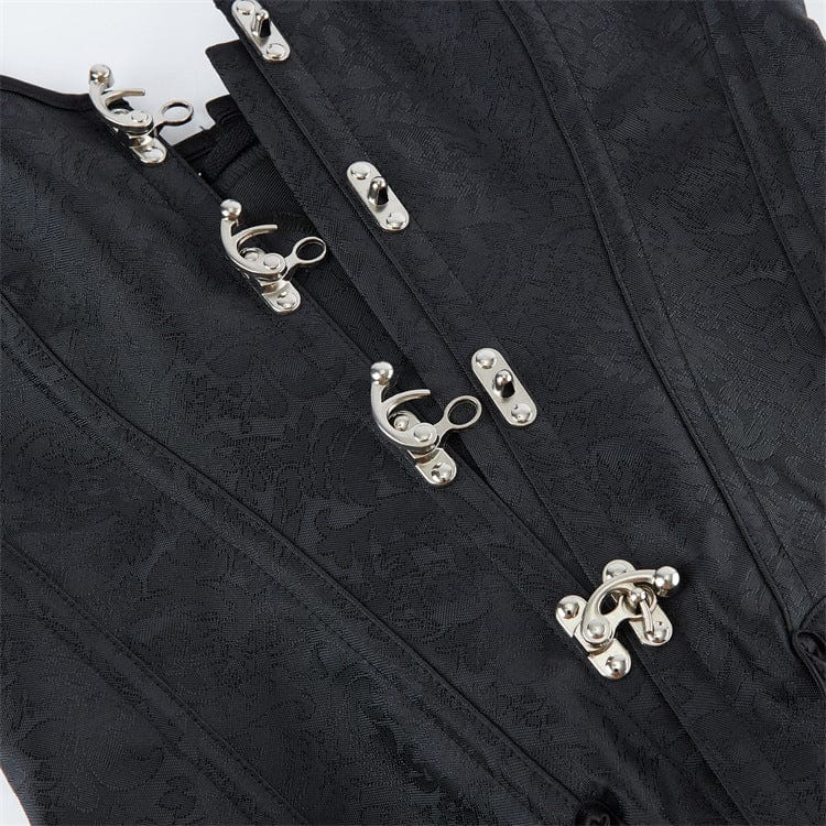 Women's Gothic Jacquard Irregular Lace-up Buckle Overbust Corset - Image 8