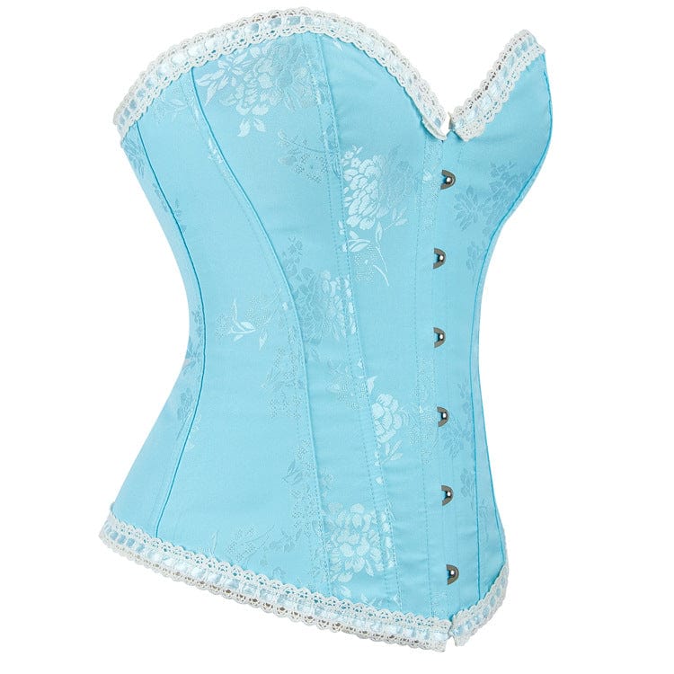 Women's Gothic Jacquard Lace Hem Lace-up Overbust Corset - Image 2