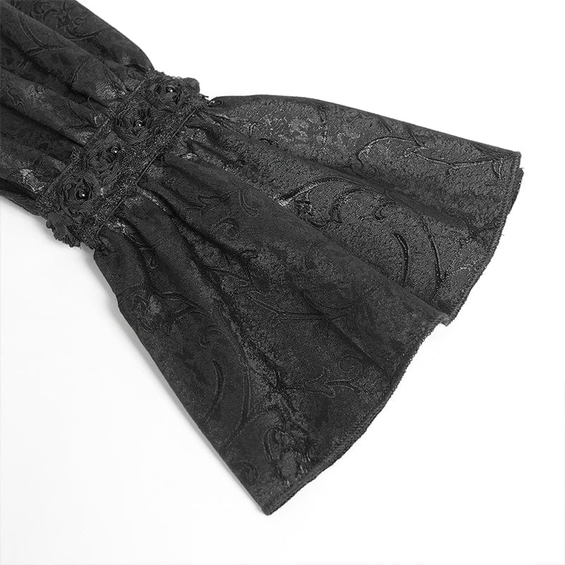 Women's Gothic Jacquard Lace Stand Collar Long Sleeve Shirt - Image 11
