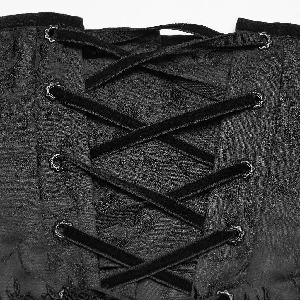 Women's Gothic Jacquard Tassels Underbust Corset Black - Image 8