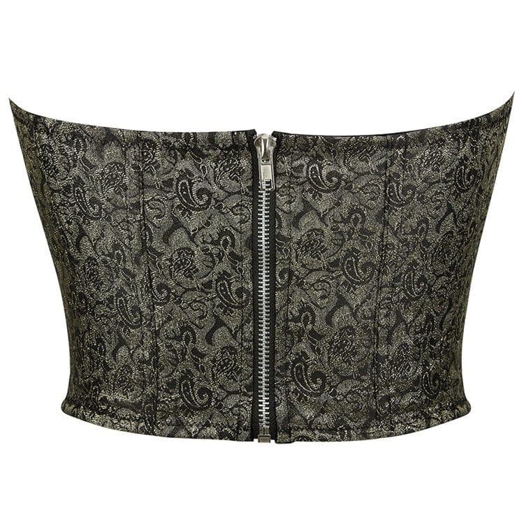 Women's Gothic Jacquard Zipper Overbust Corset - Image 2