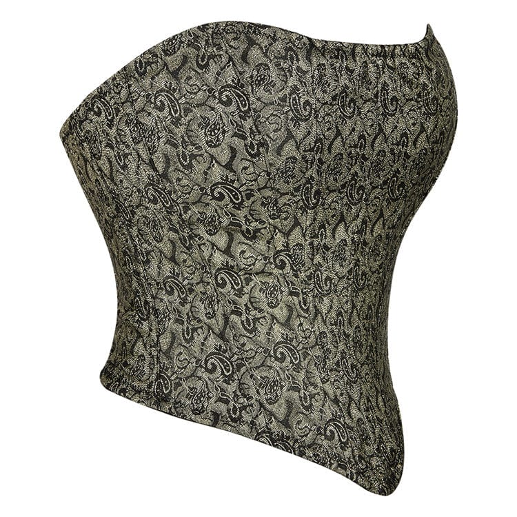Women's Gothic Jacquard Zipper Overbust Corset - Image 3