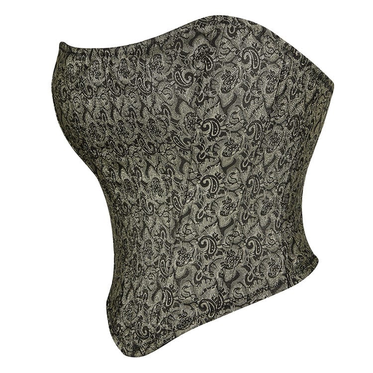 Women's Gothic Jacquard Zipper Overbust Corset - Image 4