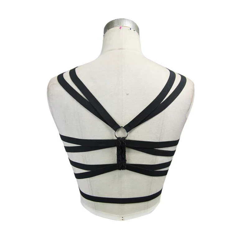 Women's Gothic Lace Chest Harness With Metal Brooch - Image 5