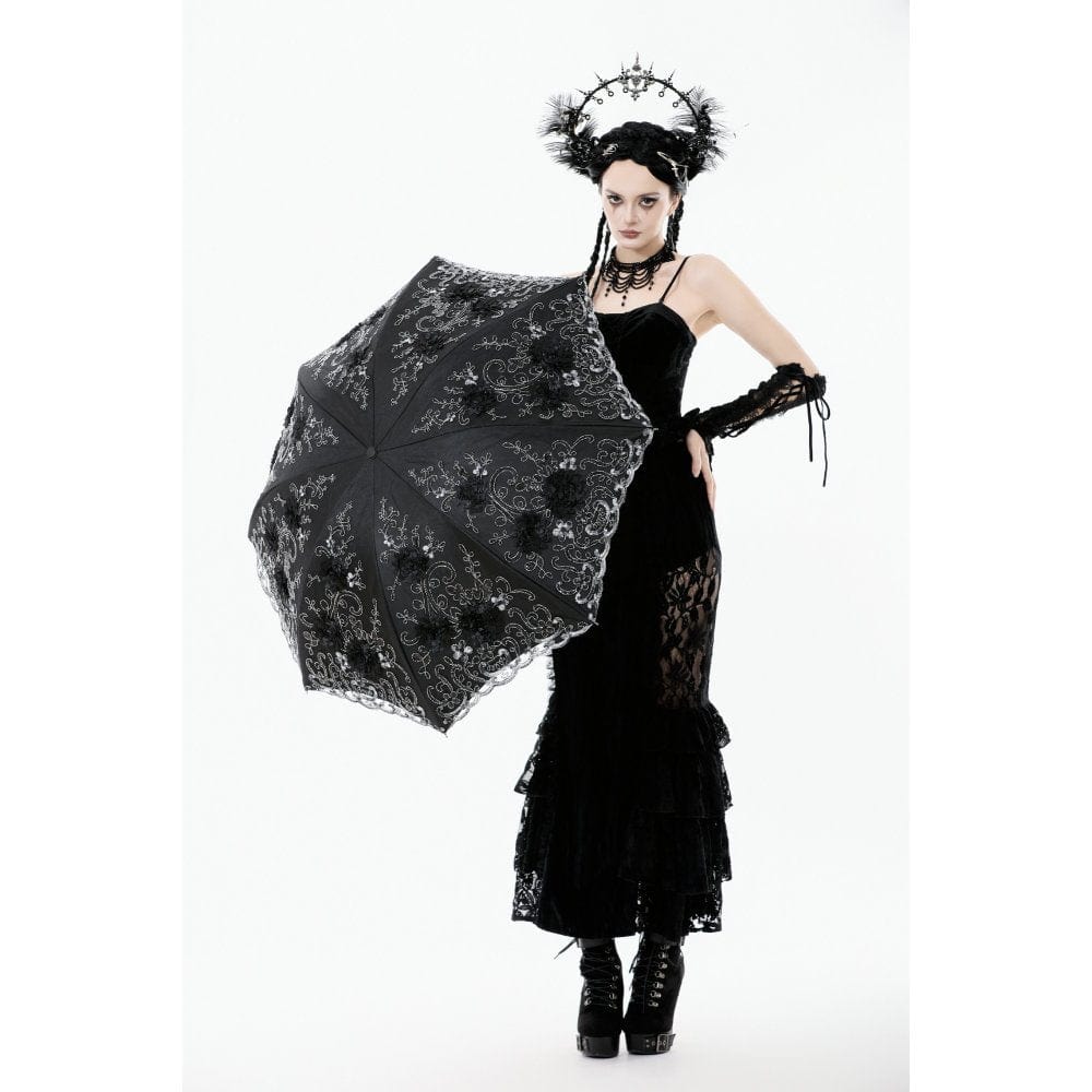 Women's Gothic Lace Embroidered Floral Umbrella - Image 3
